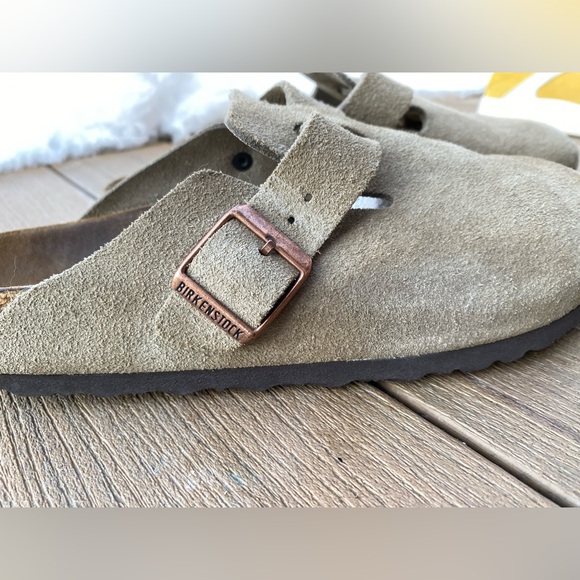 Birkenstock Boston Taupe Suede Clogs Size 41 Narrow - Picture 6 of 10